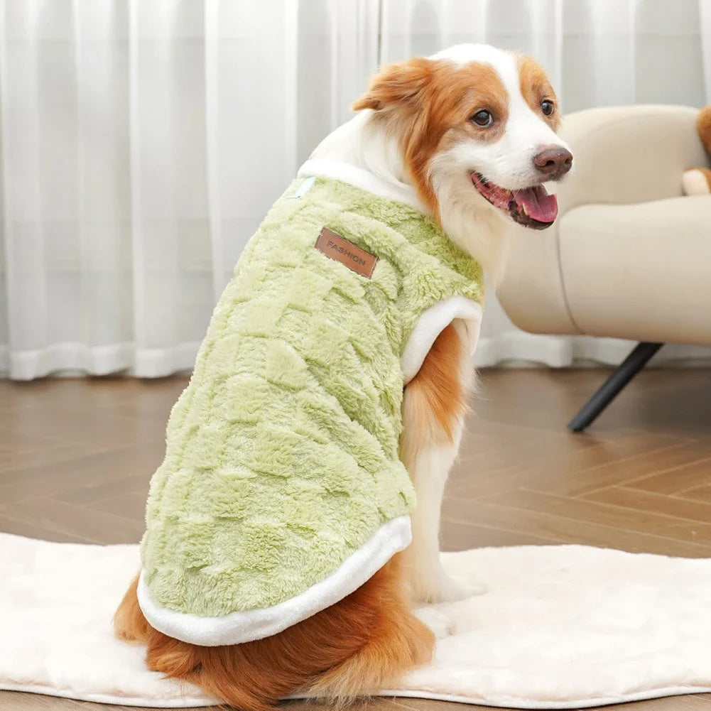 Pink FanzyMarket flannel dog sweater, winter warm pet coat for puppies to large dogs, size 4XL, fits 1.5-25 kg (3-55 lb).