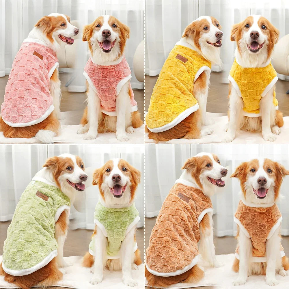 FanzyMarket pink flannel dog sweater, winter warm pet coat for large dogs, fits 1.5-25 kg, puppy to adult dog pullover vest.