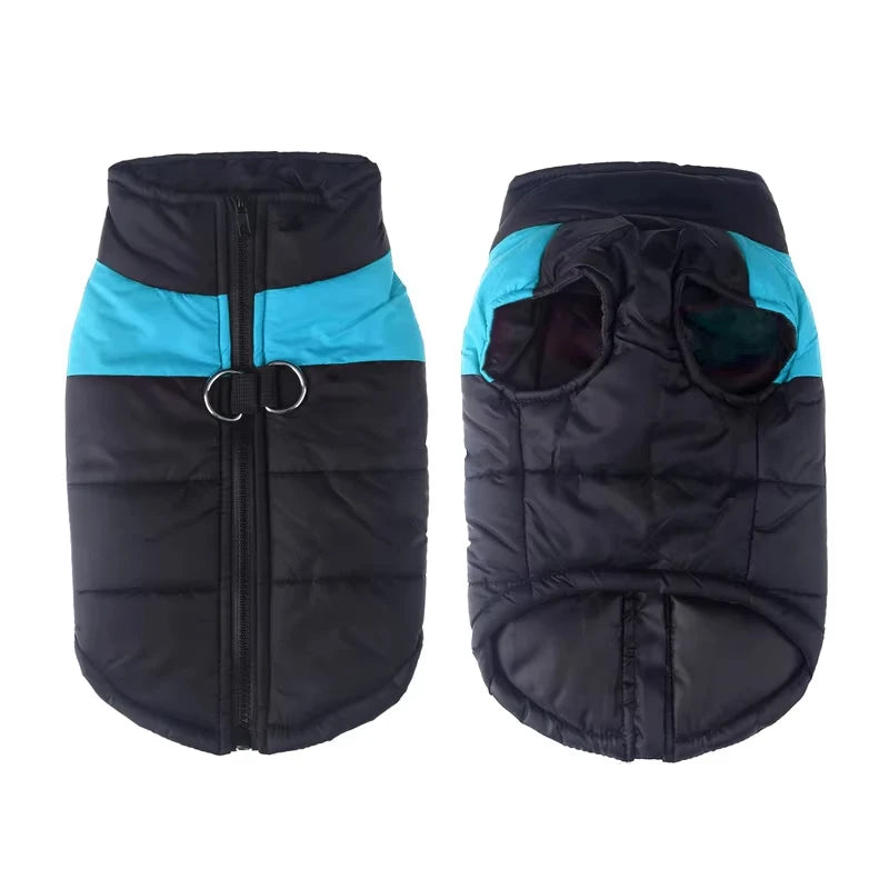 FanzyMarket waterproof winter dog jacket in purple, large size, windproof and warm coat with D-ring for small to large breeds.