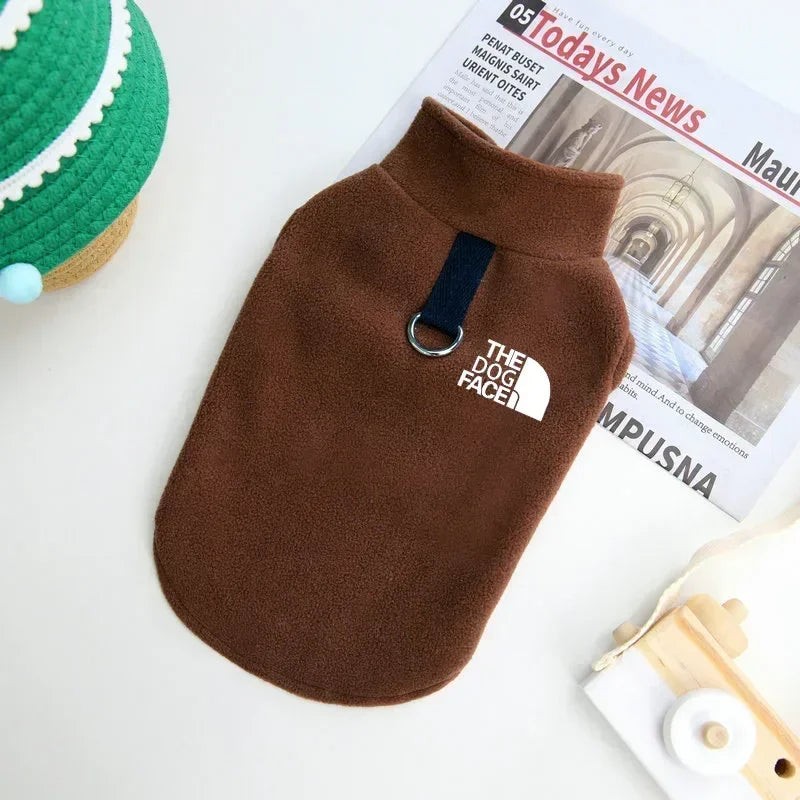 Purple fleece warm dog sweater vest for small dogs like Chihuahua, French Bulldog, and Yorkie, suitable for autumn and winter.