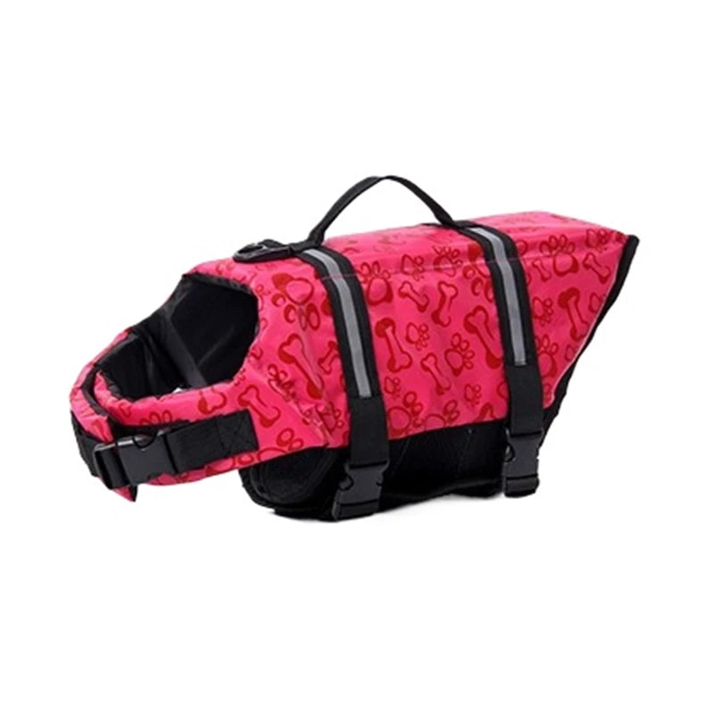 FanzyMarket reflective adjustable dog life jacket for large dogs, with enhanced buoyancy for swimming, surfing, and boating.
