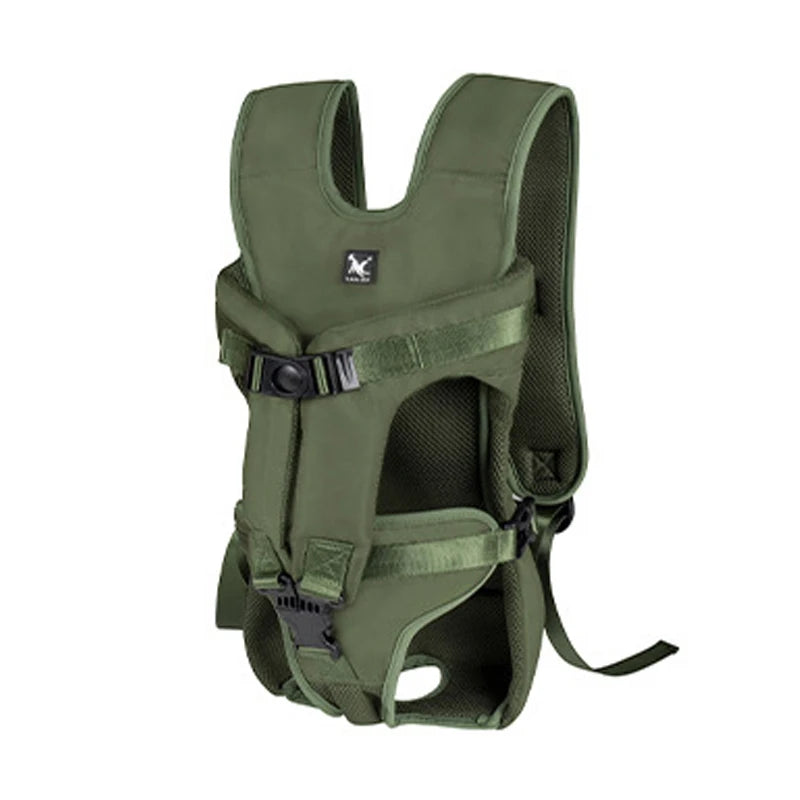 FanzyMarket breathable pet carrier backpack for small dogs and cats, front and back view, lightweight hands-free design under 30 lbs.
