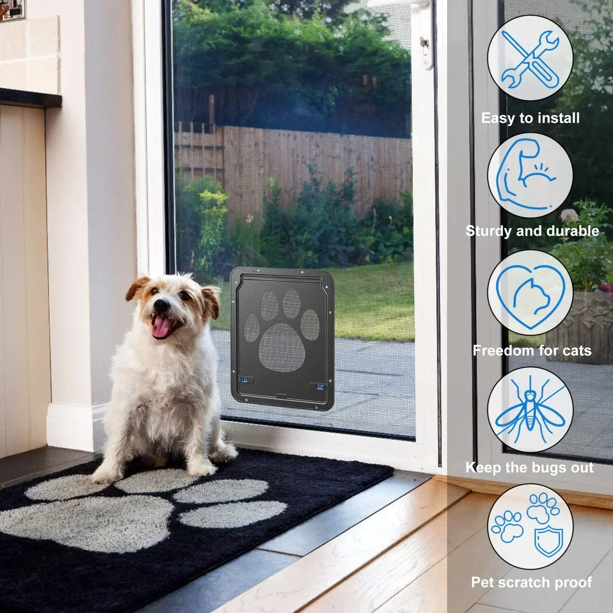 FanzyMarket lockable magnetic pet door flap for cats and dogs, screen window and gate, in L and XL sizes with easy installation