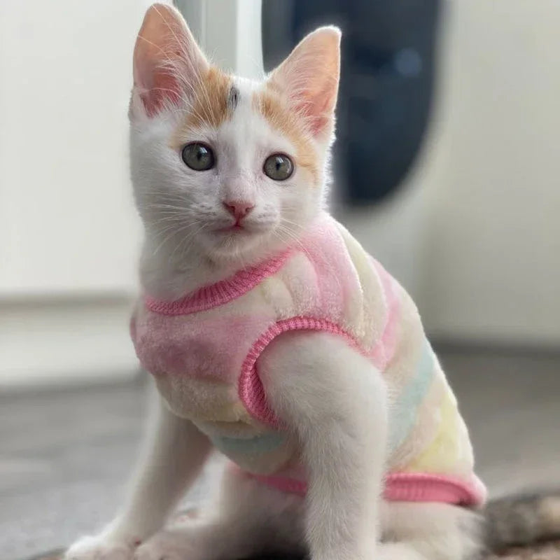 FanzyMarket cartoon fleece pet sweater for dogs and cats, cozy winter coat in XXS to XL with fun caterpillar design.