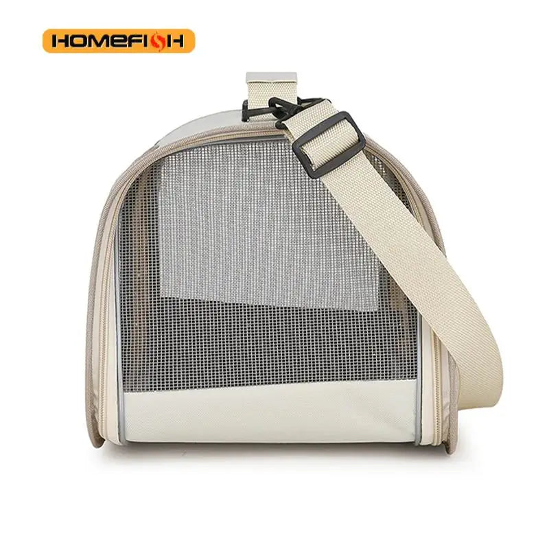 Foldable breathable pet carrier shoulder bag for small dogs and cats by FanzyMarket, 40x26x22 cm, suitable for pets up to 7 kg.