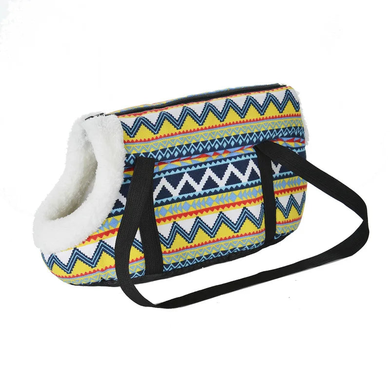 FanzyMarket soft breathable pet carrier backpack for small dogs and cats, sling shoulder bag in sizes S and L.