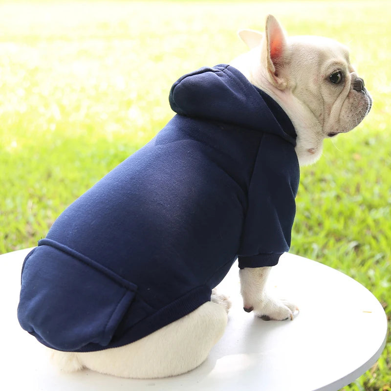Red warm hooded dog sweater for small pets, thick fleece autumn winter pet hoodie with solid color, by FanzyMarket.