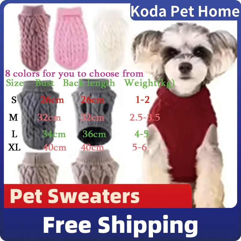 Small dog sweater knit pullover in wine red, with cable twist pattern, warm autumn winter pet coat by FanzyMarket.