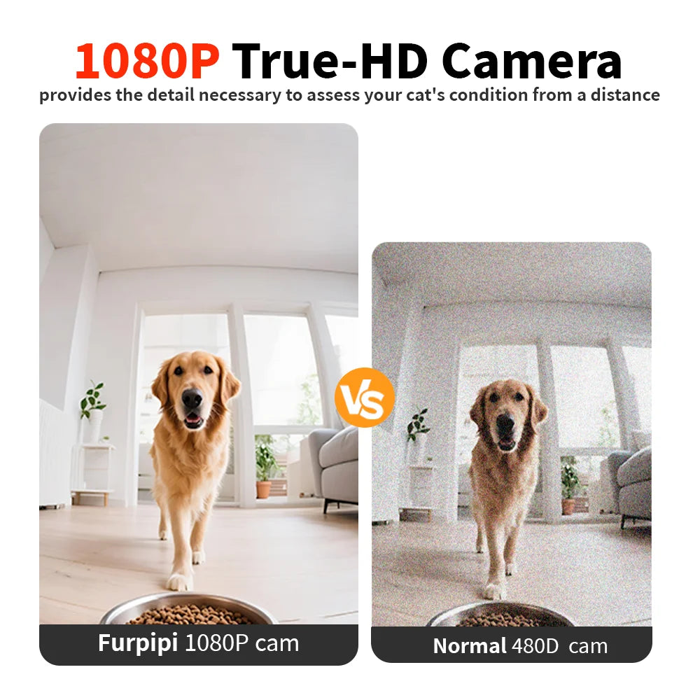 FanzyMarket 8L automatic pet feeder with 1080p camera, stainless steel bowl, WiFi, app control, and voice recorder for pet feeding.