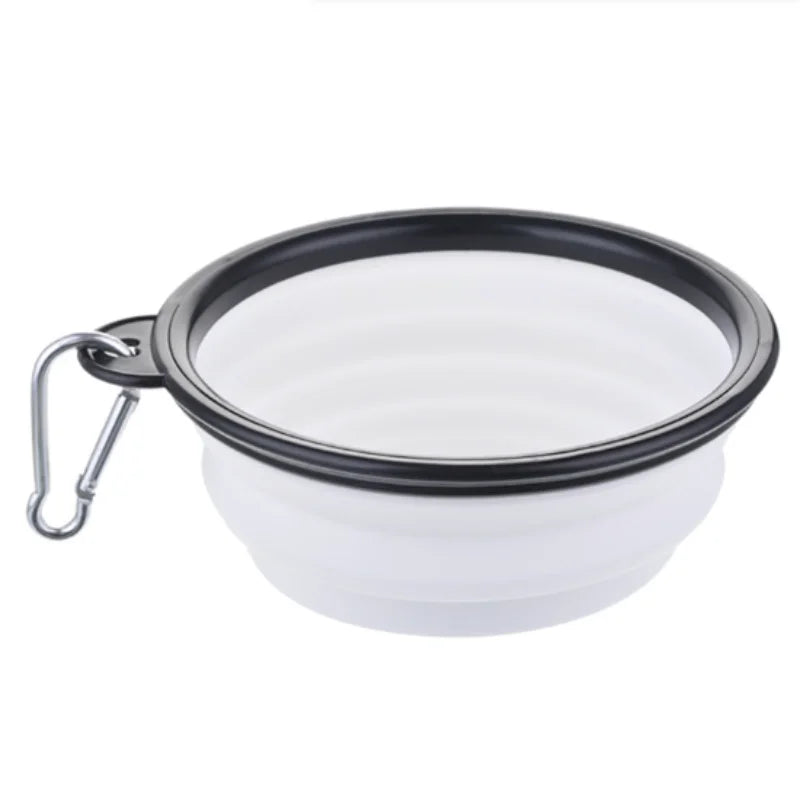 Green collapsible TPR travel pet bowl for dogs and cats, 650ml capacity, portable food and water dish by FanzyMarket.