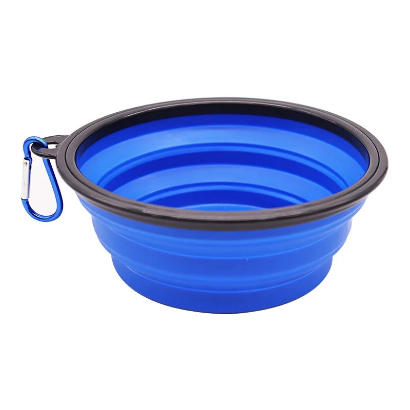 Green collapsible TPR travel pet bowl for dogs and cats, 650ml capacity, portable food and water dish by FanzyMarket.