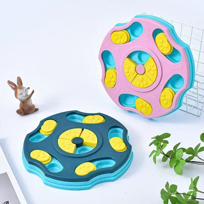 FanzyMarket interactive dog puzzle slow feeder bowl with anti-slip base, designed to slow eating and boost puppy and cat IQ.