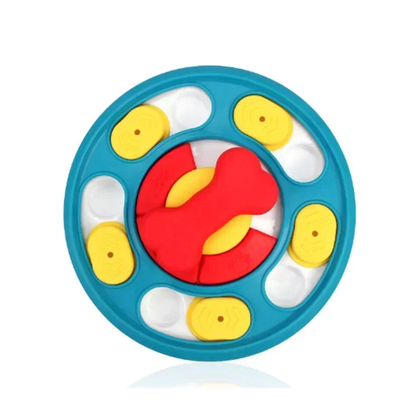 FanzyMarket interactive dog puzzle slow feeder bowl with anti-slip base, designed to slow eating and boost puppy IQ for dogs and cats.