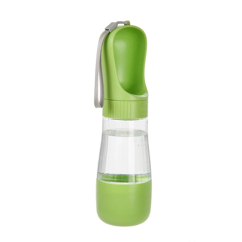 FanzyMarket portable 2-in-1 dog water bottle with food container, blue travel pet water dispenser for small to large dogs and cats.