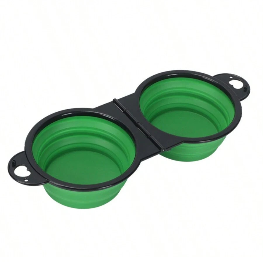 Blue collapsible 2-in-1 pet bowl for dogs and cats, portable travel water and food bowl, 500ml capacity by FanzyMarket.