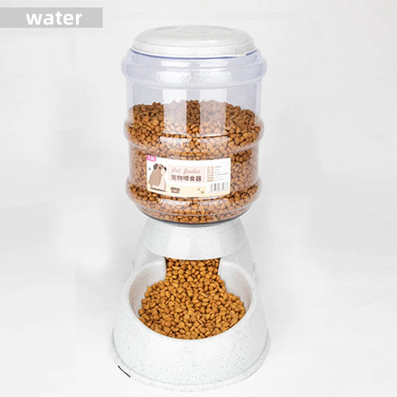 Large capacity automatic pet food and water bowl for dogs and cats by FanzyMarket, with a sleek design and easy access for pets.