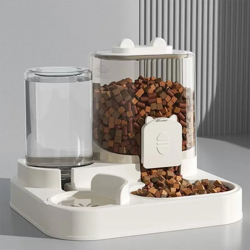 FanzyMarket automatic non-electric pet feeder with water fountain, large capacity gravity-fed food and water dispenser for dogs and cats