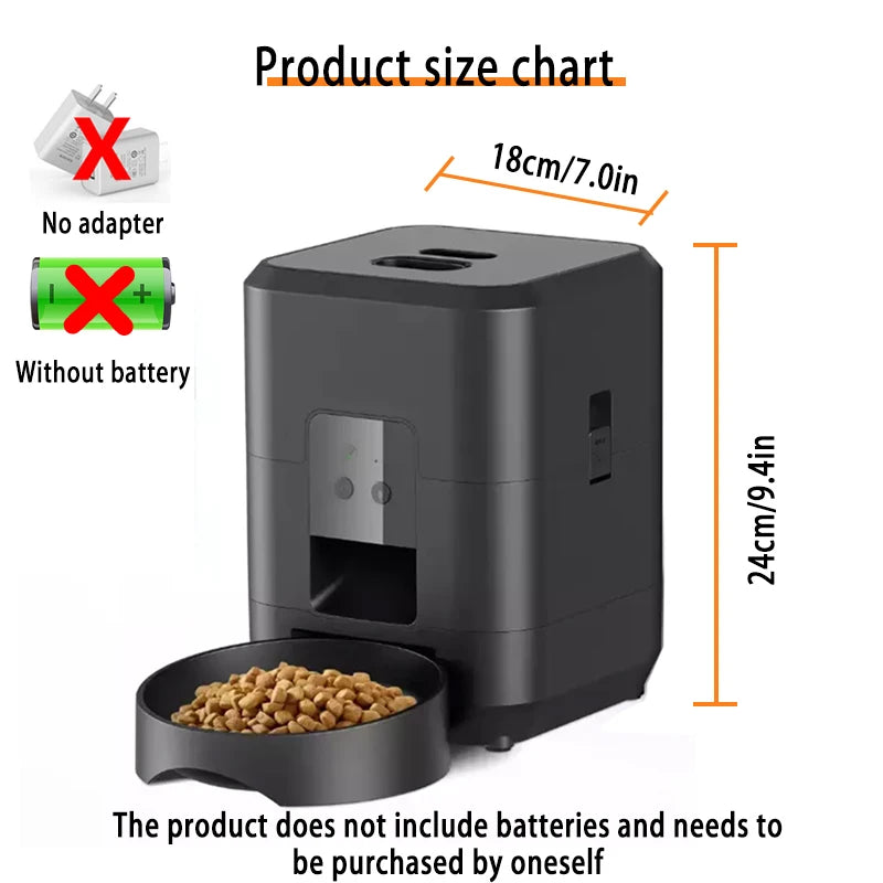 FanzyMarket 2L automatic pet feeder with white design, smart programmable food dispenser for cats and dogs, includes voice recording.