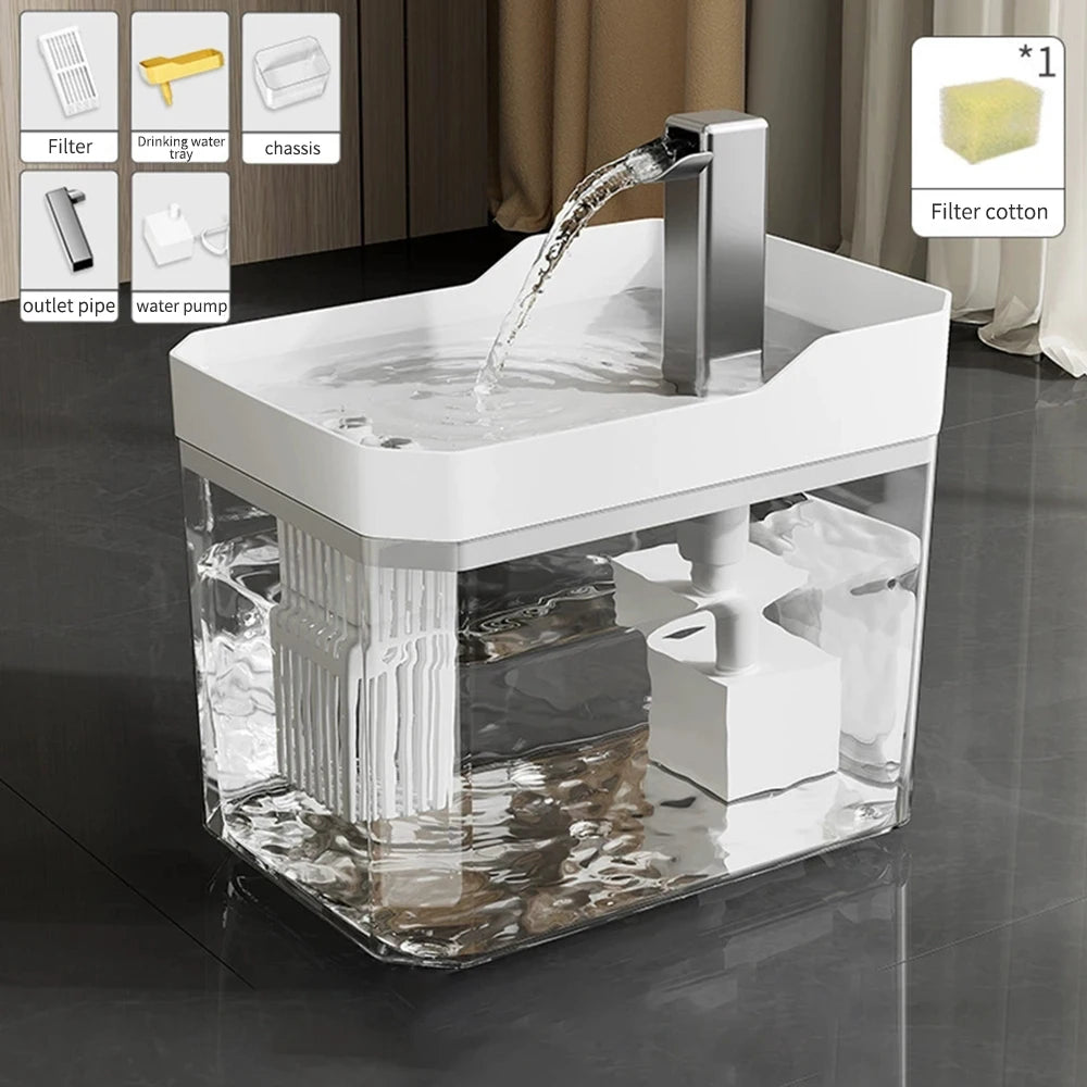 FanzyMarket automatic recirculating pet water dispenser and smart feeder for cats and dogs, yellow plastic pet supplies.