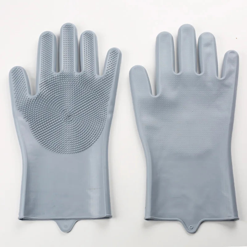 Blue FanzyMarket pet grooming gloves for dogs and cats, ideal for bathing, massage, and hair removal in pet grooming.