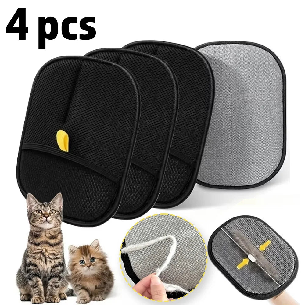 Double-sided FanzyMarket pet grooming glove with reusable hair remover for dogs and cats, shown in a 1-4 pack.