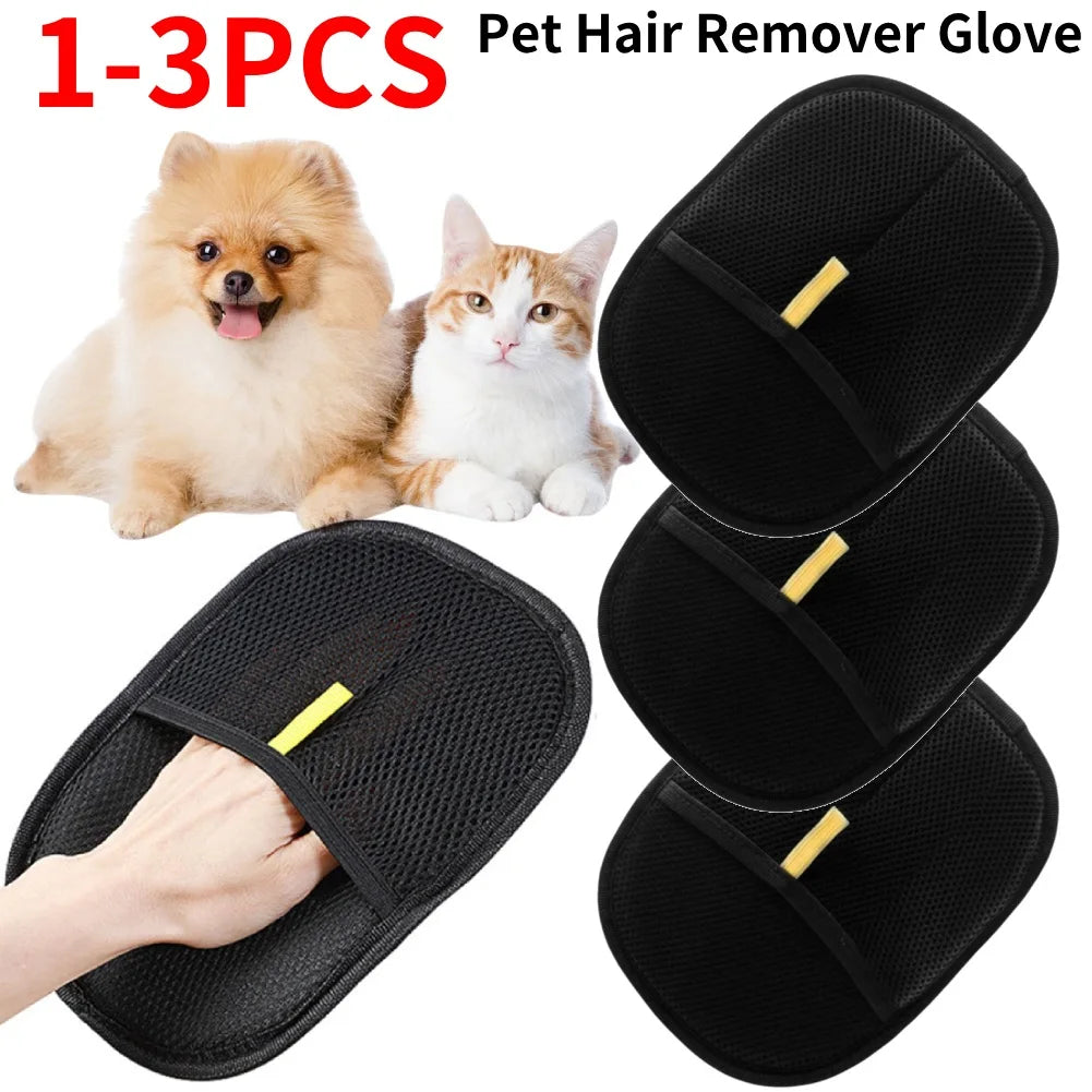 FanzyMarket pet grooming gloves for dogs, cats, rabbits with double-sided hair removal for long, short, and curly fur.