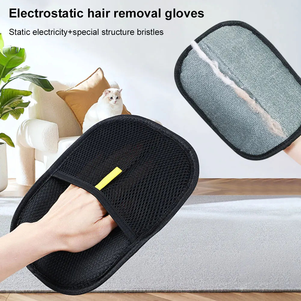 FanzyMarket pet grooming gloves for dogs, cats, and rabbits, double-sided hair remover mitt for long, short, and curly fur.