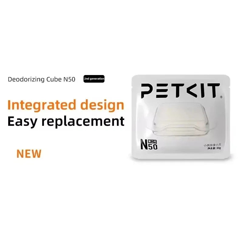 FanzyMarket deodorant cubes for automatic cat litter box, 3-pack, odor control, compact 5x5x1 cm pet hygiene product.