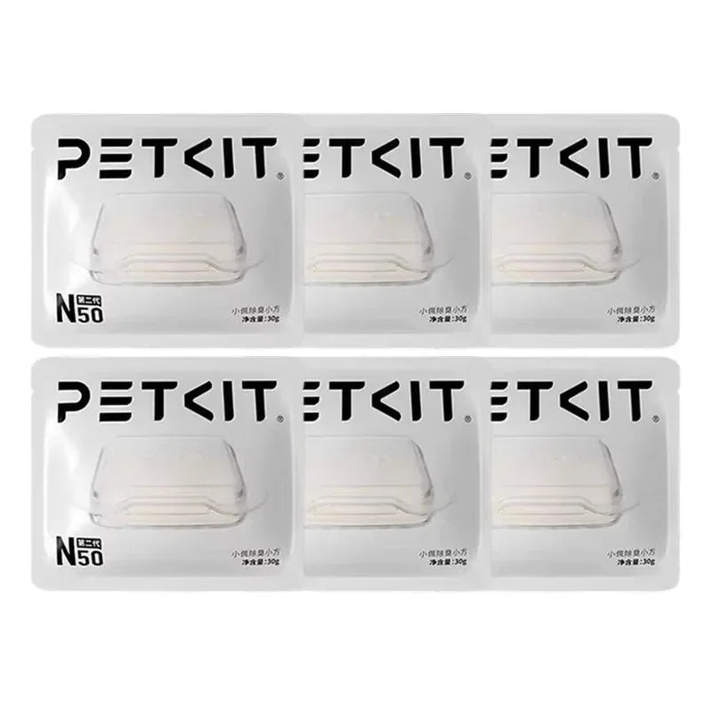 Three FanzyMarket deodorant cubes for automatic cat litter boxes, compact odor control refills in a 3-pack.