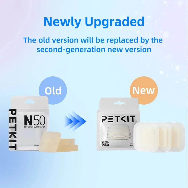 FanzyMarket odor eliminator cartridges for self-cleaning cat litter boxes, 3-pack, compact 5x5x1 cm, pet grooming and hygiene accessory.