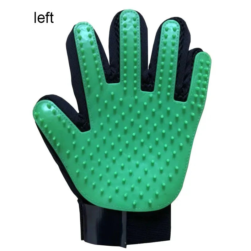 FanzyMarket silicone pet grooming glove for dogs and cats, right-hand deshedding and massage mitt, blue, 16x24 cm.