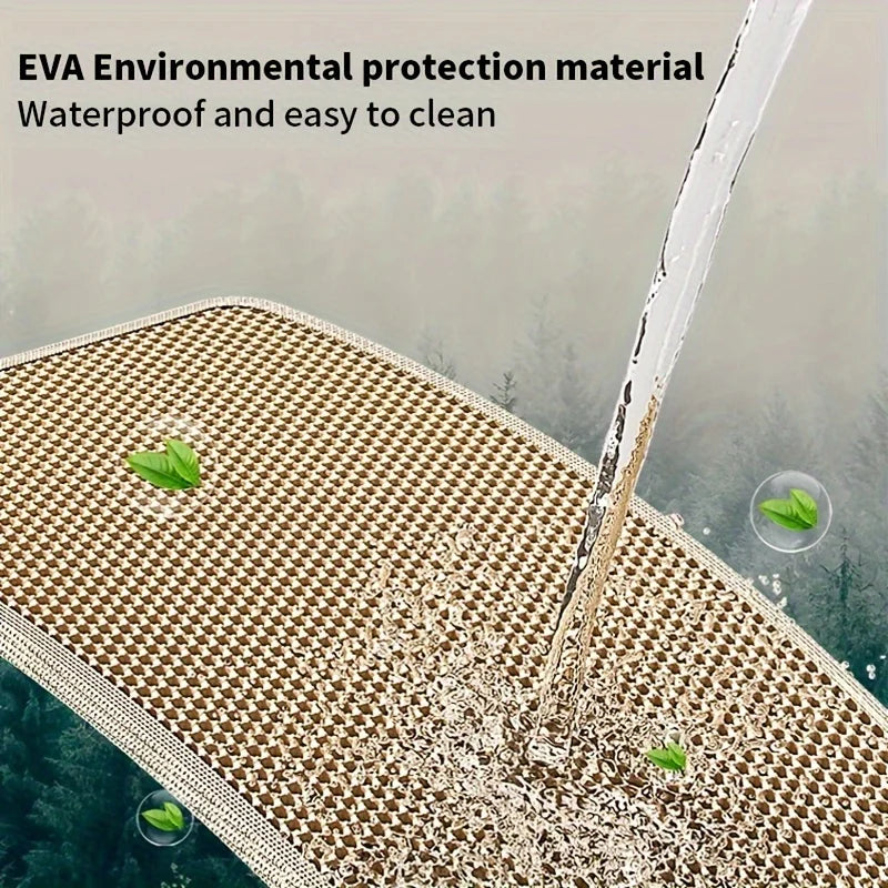 Large gray FanzyMarket cat litter mat with honeycomb design, double-layer waterproof EVA for litter control and easy cleaning.