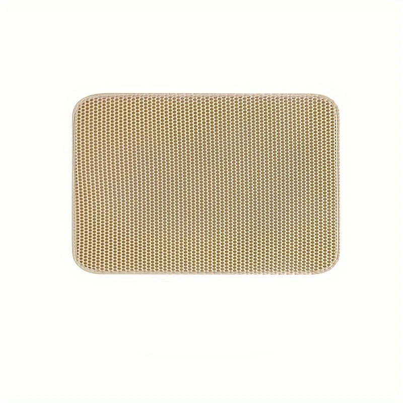 Large gray FanzyMarket cat litter mat with honeycomb design, double-layer waterproof EVA for litter control and easy cleaning.