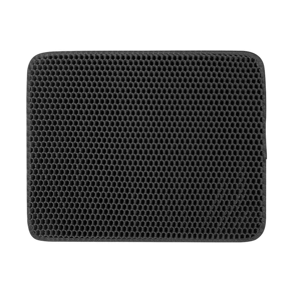 Gray FanzyMarket large cat litter mat with honeycomb design, double-layer waterproof EVA for litter control and easy cleaning.