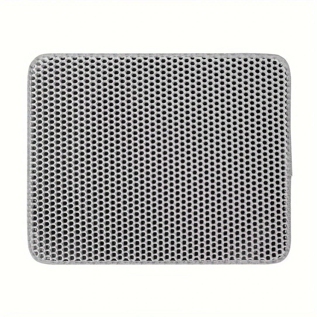 Large gray FanzyMarket cat litter mat with honeycomb double-layer waterproof EVA design for litter control and easy cleaning.