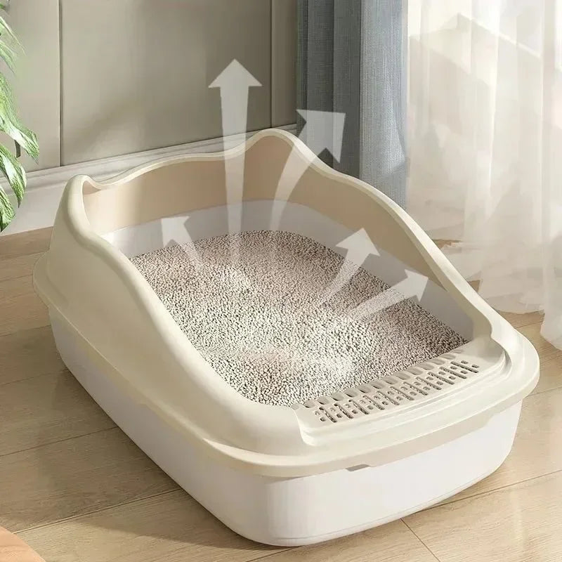 FanzyMarket high-sided green cat litter box with side entry, anti-splash design, measures 14.5 x 11.5 x 6.3 inches.