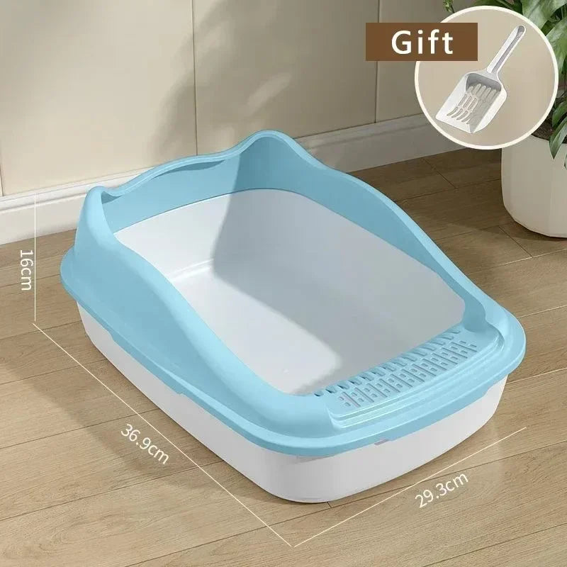 FanzyMarket high-sided cat litter box with side entry, anti-splash design, in green, measuring 14.5 x 11.5 x 6.3 inches.