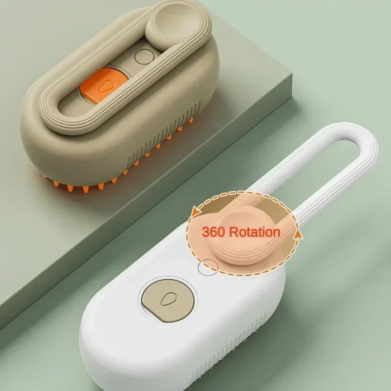 FanzyMarket Steam Pet Grooming Brush 3-in-1 spray massage USB rechargeable hair removal comb for cats and dogs.