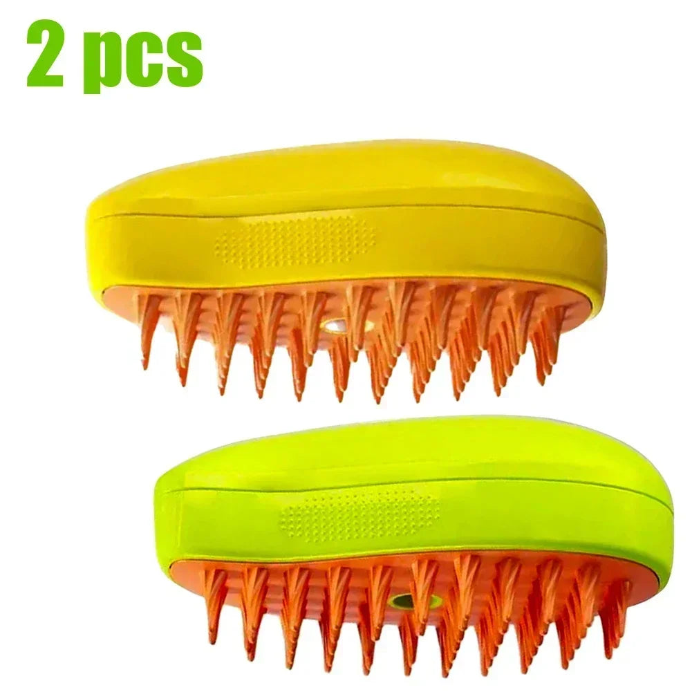 FanzyMarket Steam Pet Grooming Brush, 3-in-1 spray massage comb for cats and dogs, USB rechargeable, green.