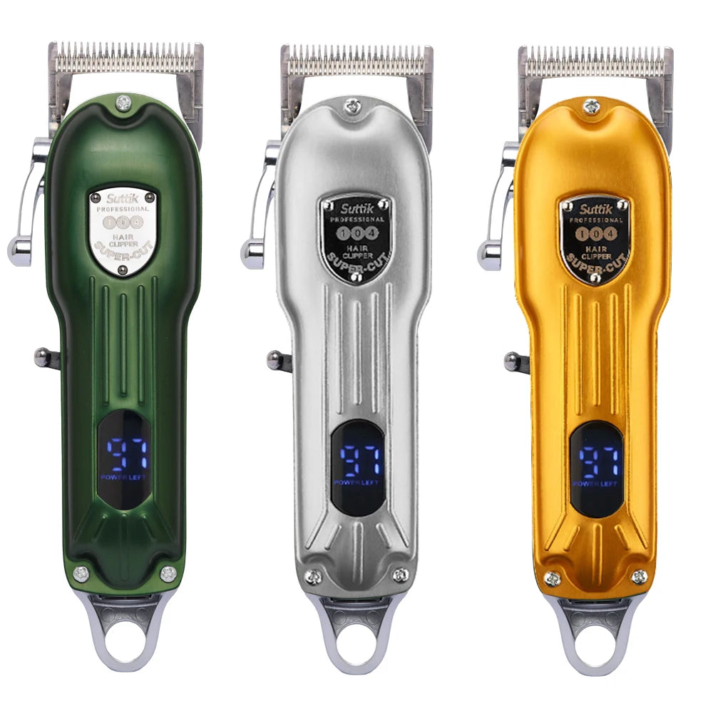 FanzyMarket rechargeable pet hair clipper with all-metal body, cordless design, quiet operation for grooming dogs and cats.