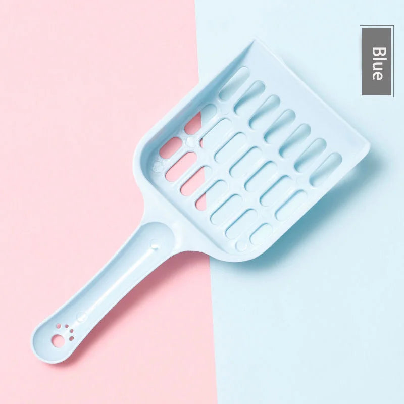 FanzyMarket cat litter scoop with hollow tofu mesh, lightweight plastic, in multiple colors, designed for grooming and hygiene.