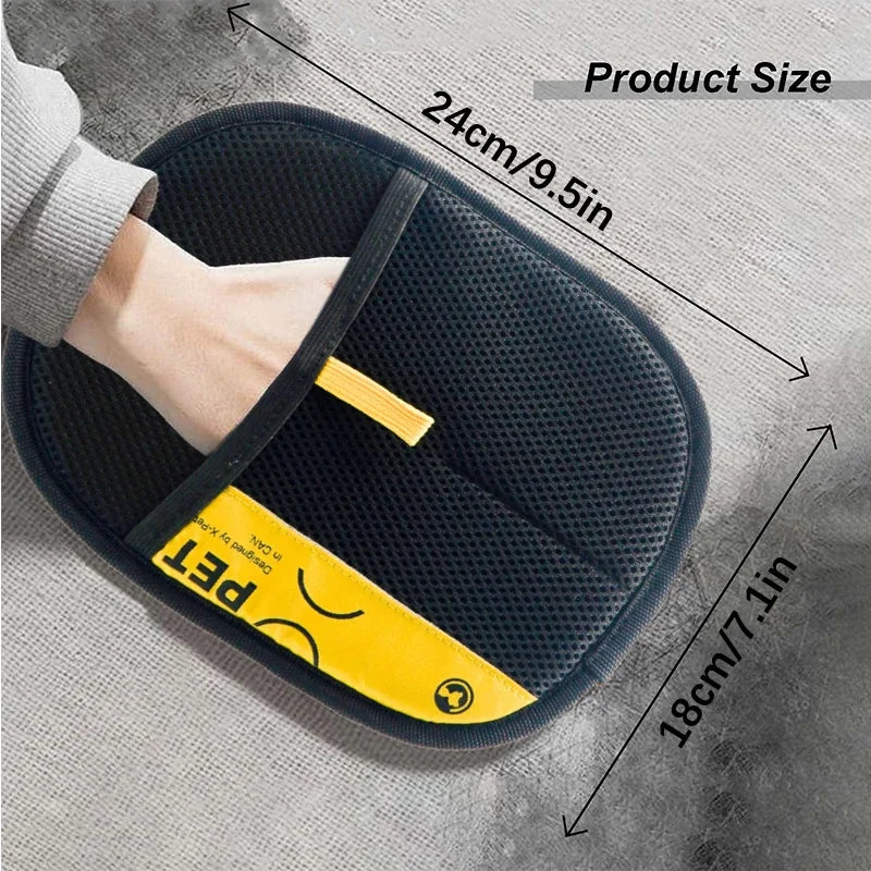 FanzyMarket pet hair remover gloves for cats and dogs, electrostatic, washable grooming gloves with 2-in-1 lint roller.