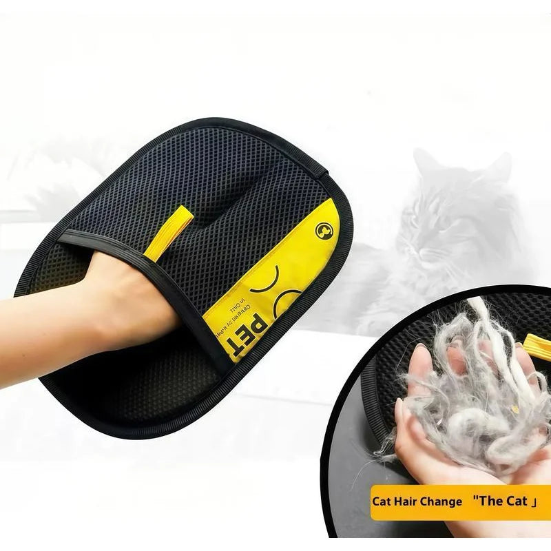 FanzyMarket pet hair remover gloves for cats and dogs, electrostatic, reusable, washable grooming gloves with 2-in-1 lint roller.