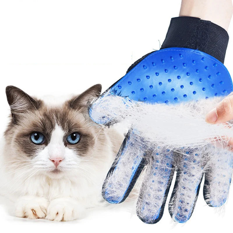 Multicolor silicone pet grooming gloves for cats and dogs, reusable hair removal mitt, FanzyMarket pet grooming and hygiene product.