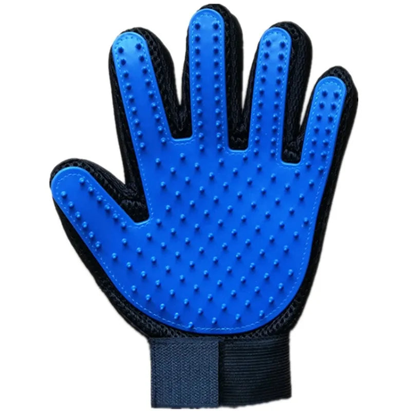 FanzyMarket multicolor silicone pet grooming gloves for cats and dogs, reusable hair removal mitt, designed for easy grooming.