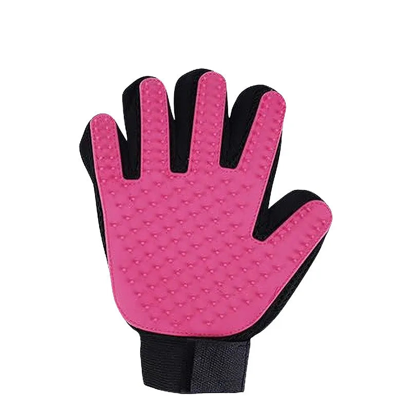 FanzyMarket multicolor silicone pet grooming gloves for cats and dogs, reusable hair removal mitt, shown in purple color.