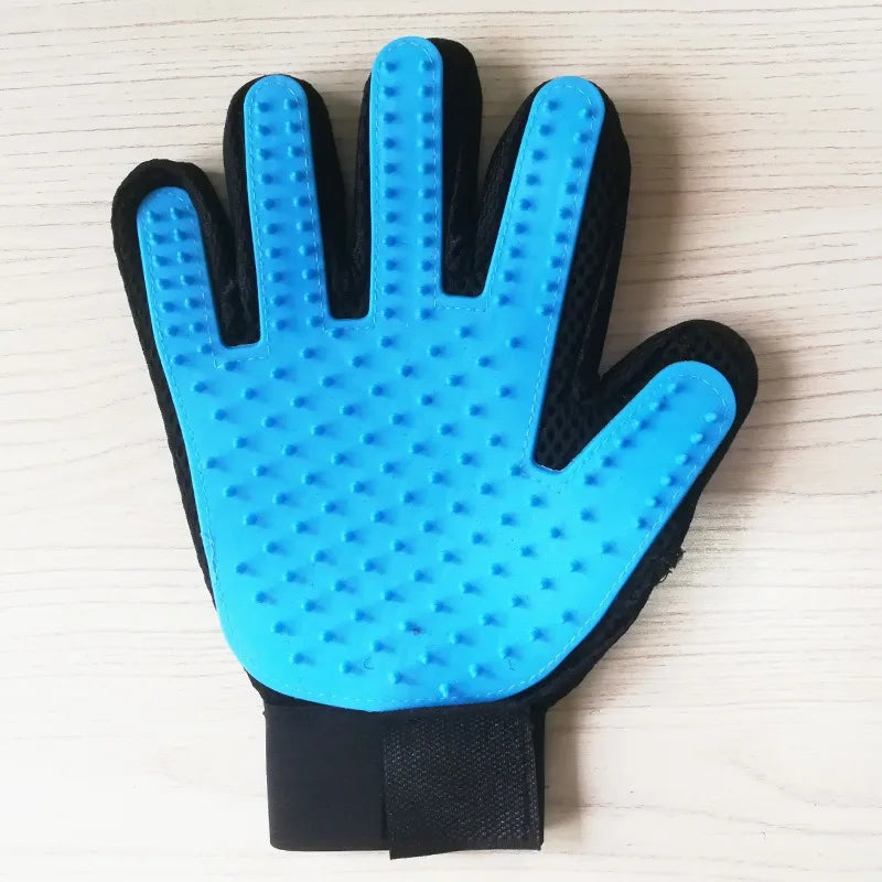 FanzyMarket multicolor silicone pet grooming gloves for cats and dogs, reusable hair removal mitt for gentle grooming and cleaning.