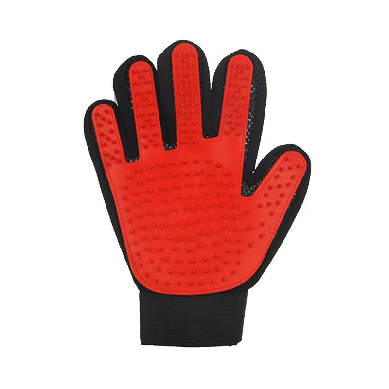 FanzyMarket multicolor silicone pet grooming gloves for cats and dogs, reusable hair removal mitt for easy pet grooming.