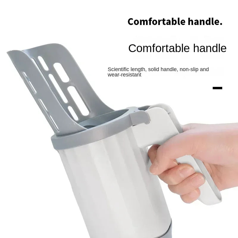 FanzyMarket cat litter scoop with refill bags, self-cleaning litter shovel, waste bin for pet hygiene and grooming.