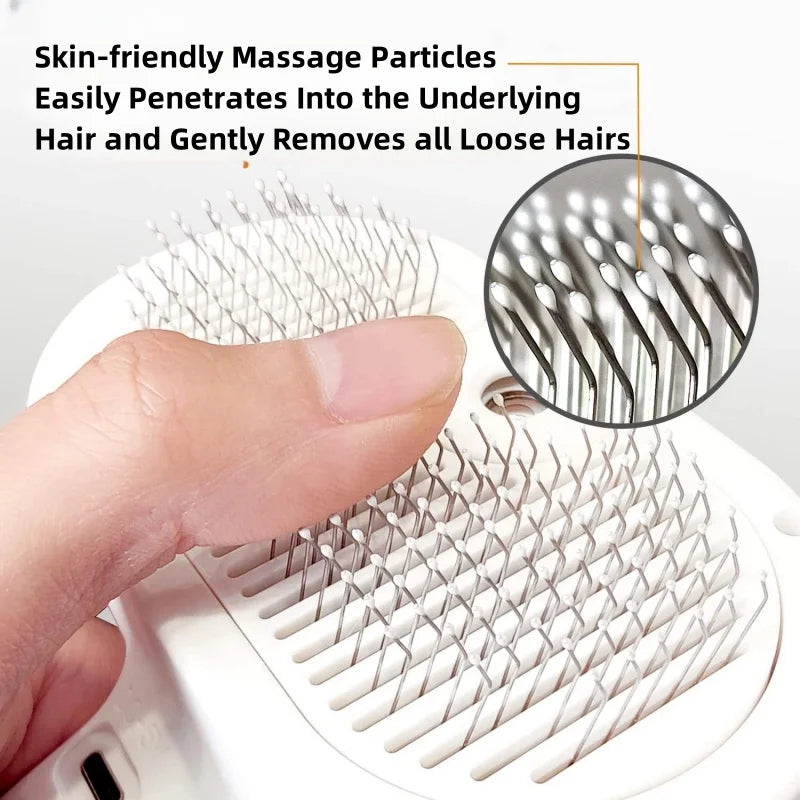 FanzyMarket 3-in-1 pet grooming brush with steam spray, electric dog and cat hair remover, massage detangler, USB rechargeable.